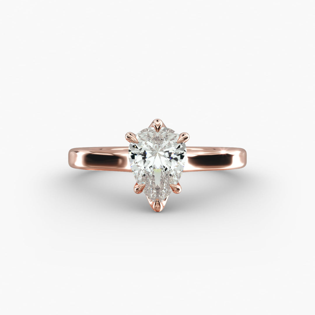 Pear Shape Lab-Grown Diamond Ring — 6-Prong Setting with Wide Band | IGI Certified | 10K/14K/18K Gold
