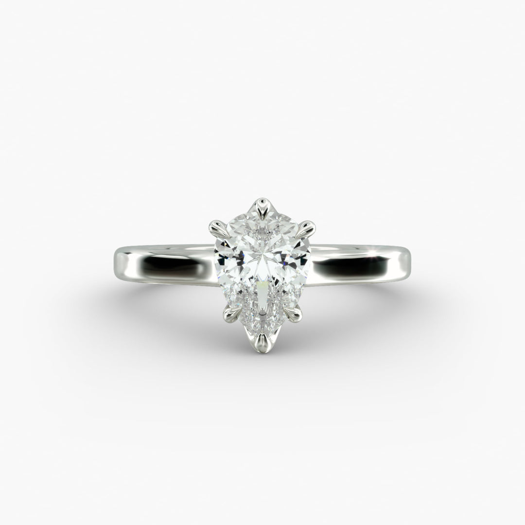 Pear Shape Lab-Grown Diamond Ring — 6-Prong Setting with Wide Band | IGI Certified | 10K/14K/18K Gold