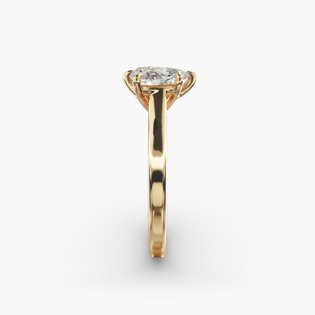Pear Shape Lab-Grown Diamond Ring — 6-Prong Setting with Wide Band | IGI Certified | 10K/14K/18K Gold