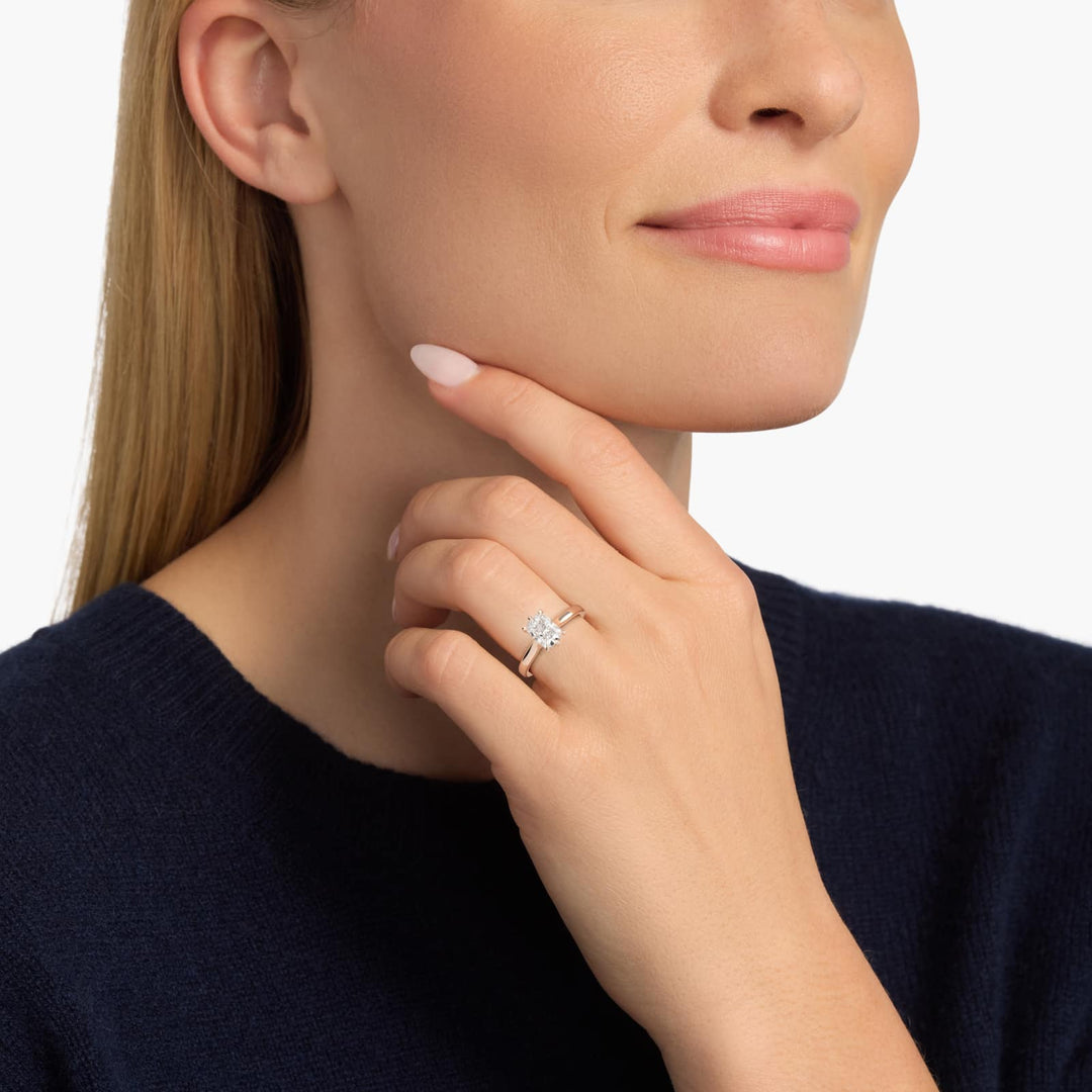 Lab Grown Radiant Diamond Ring | Six-Prong Classic Solitaire | 0.50–5.00 CT | IGI Certified | 10K/14K/18K Gold Choices