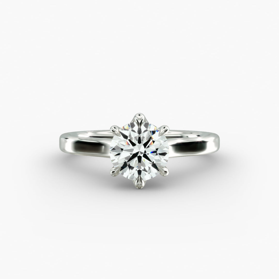 Round Brilliant Lab-Grown Diamond 6-Prong Wide Band Ring | IGI Certified | 10K/14K/18K Gold
