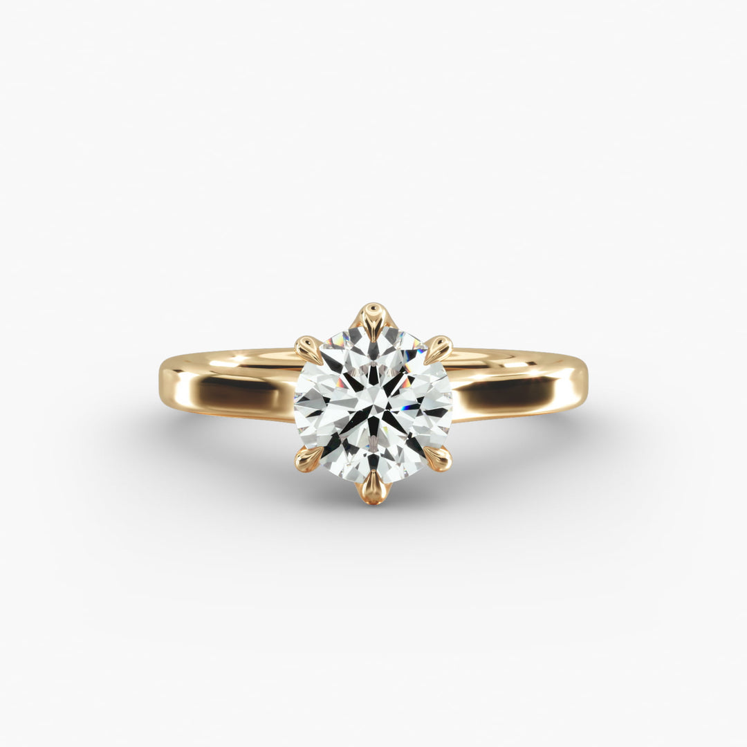 Round Brilliant Lab-Grown Diamond 6-Prong Wide Band Ring | IGI Certified | 10K/14K/18K Gold