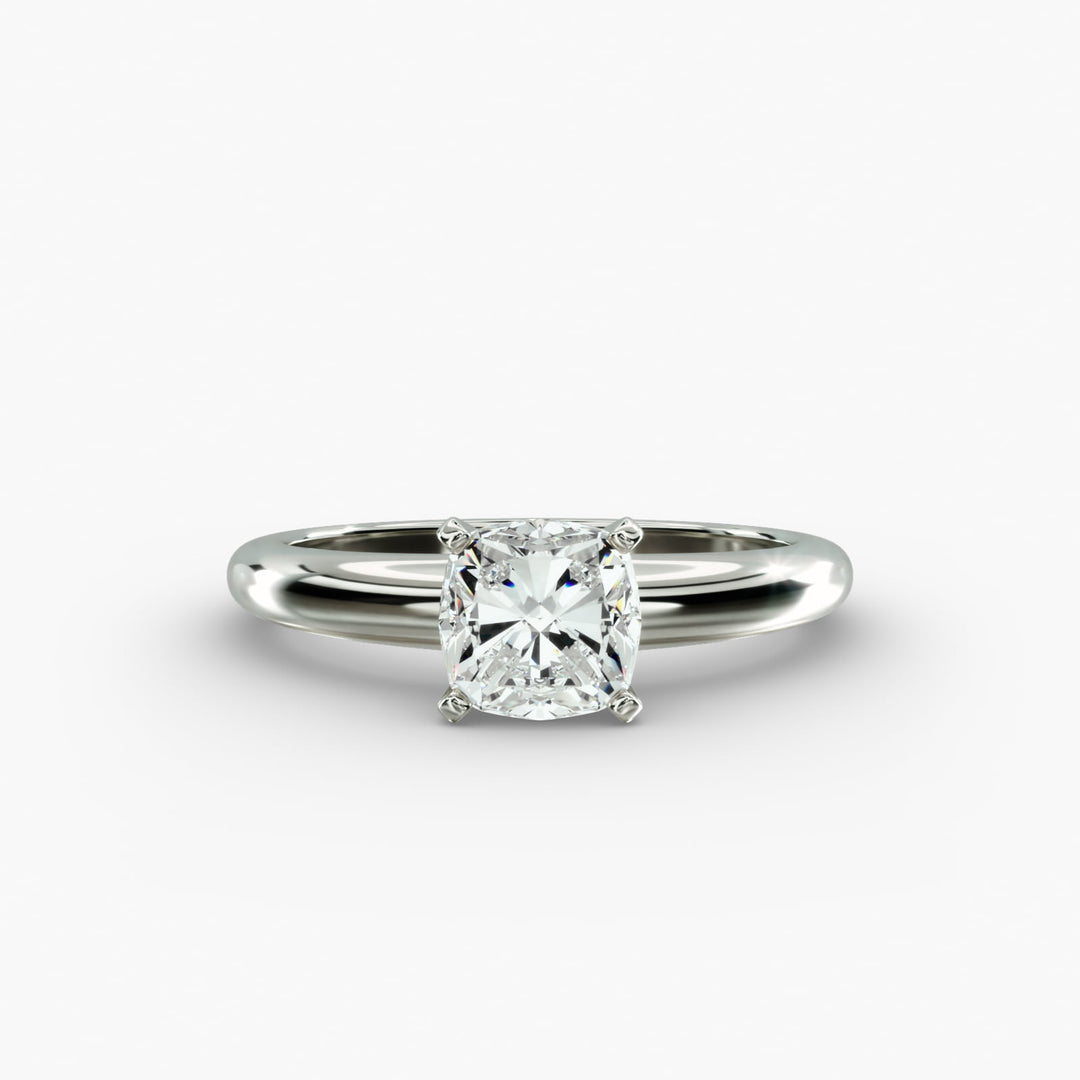 Cushion Lab-Grown Diamond Solitaire Ring – 4-Prong Classic | IGI Certified | 10K/14K/18K Gold