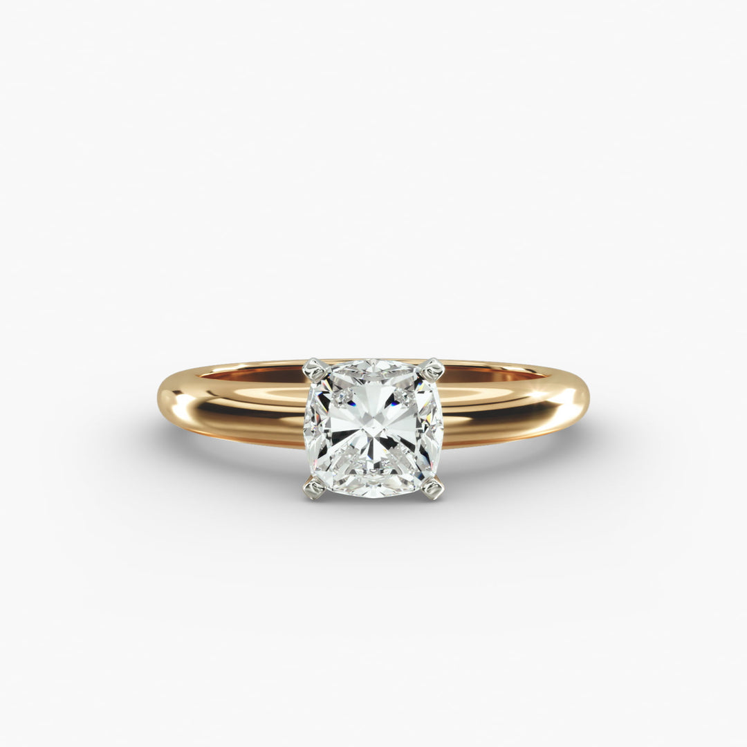 Cushion Lab-Grown Diamond Solitaire Ring – 4-Prong Classic | IGI Certified | 10K/14K/18K Gold