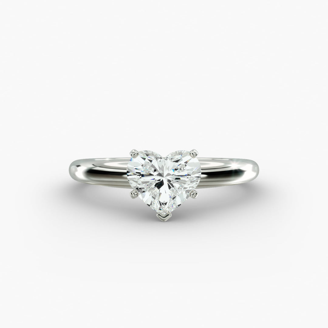 Heart Lab-Grown Diamond Solitaire Ring – 5-Prong Classic | IGI Certified | 10K/14K/18K Gold