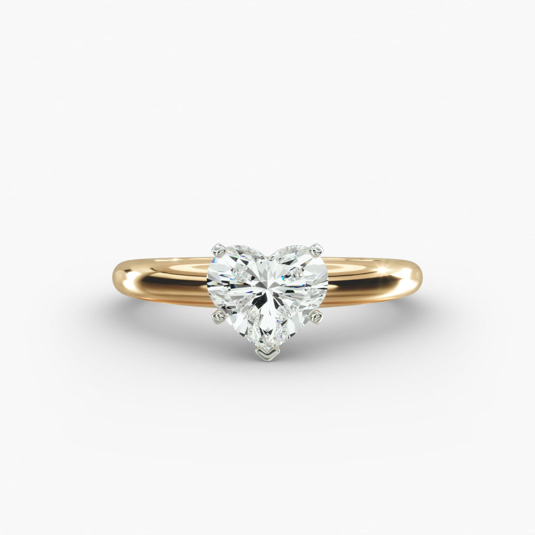 Heart Lab-Grown Diamond Solitaire Ring – 5-Prong Classic | IGI Certified | 10K/14K/18K Gold