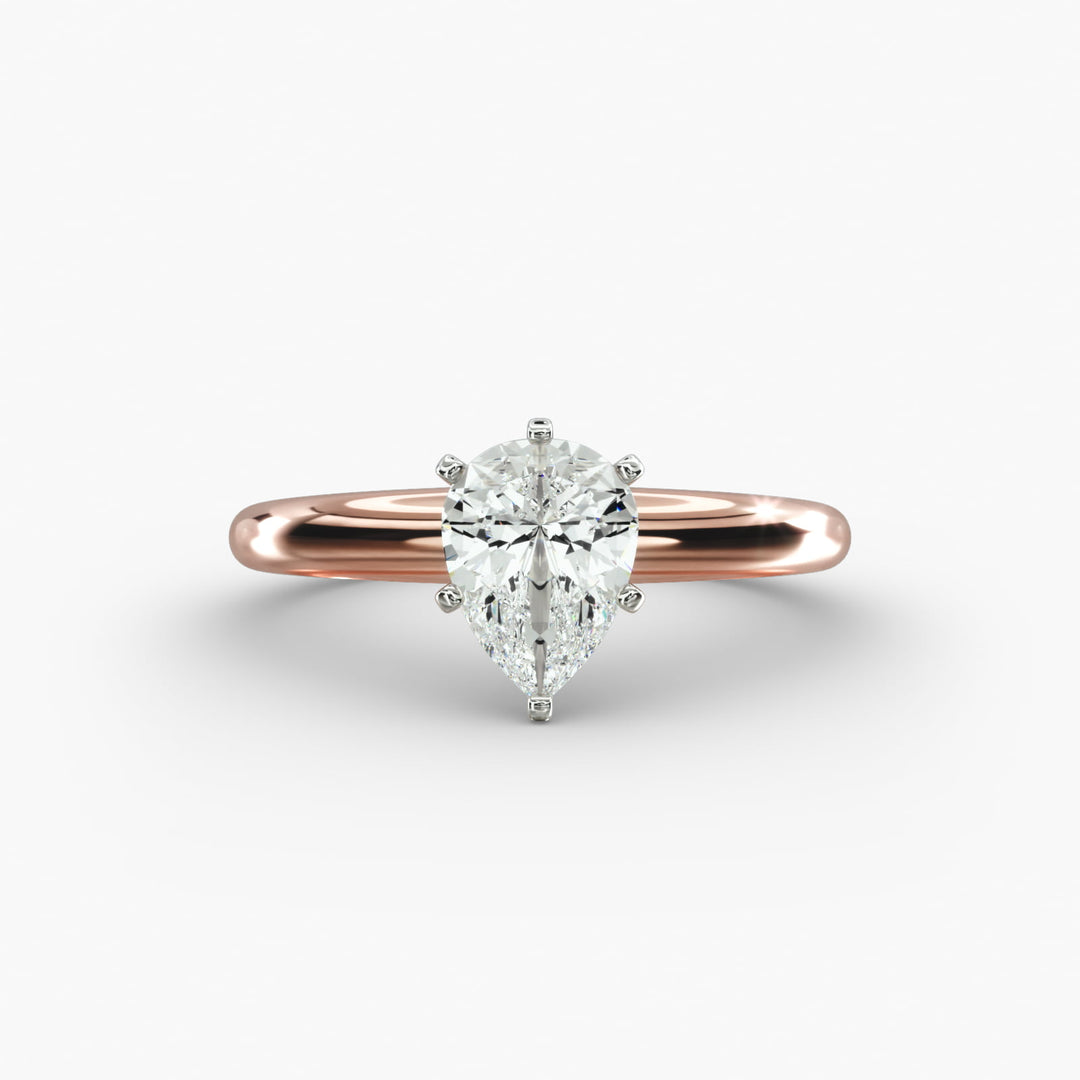 Pear Lab-Grown Diamond Solitaire Ring – 6-Prong Classic | IGI Certified | 10K/14K/18K Gold