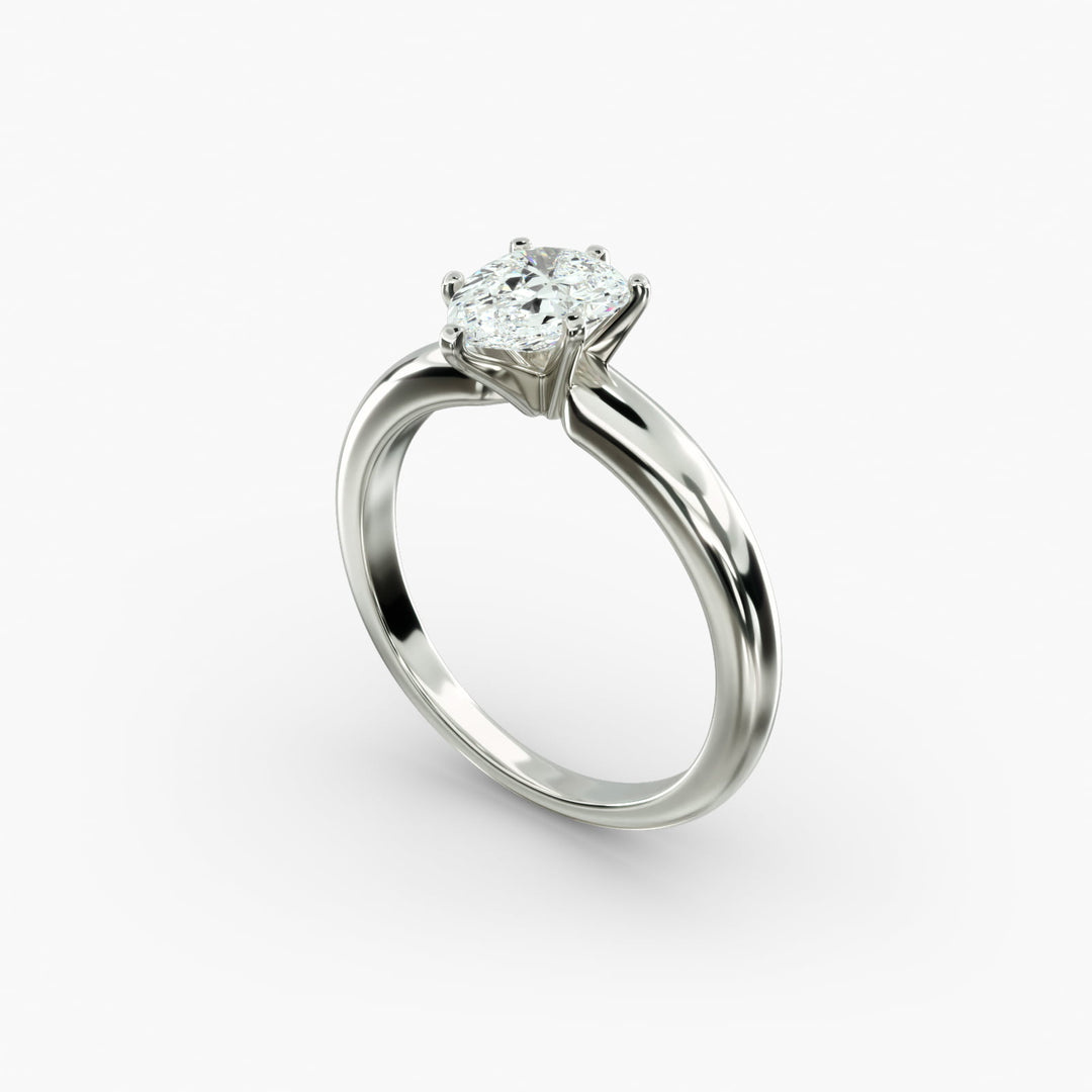 Pear Lab-Grown Diamond Solitaire Ring – 6-Prong Classic | IGI Certified | 10K/14K/18K Gold
