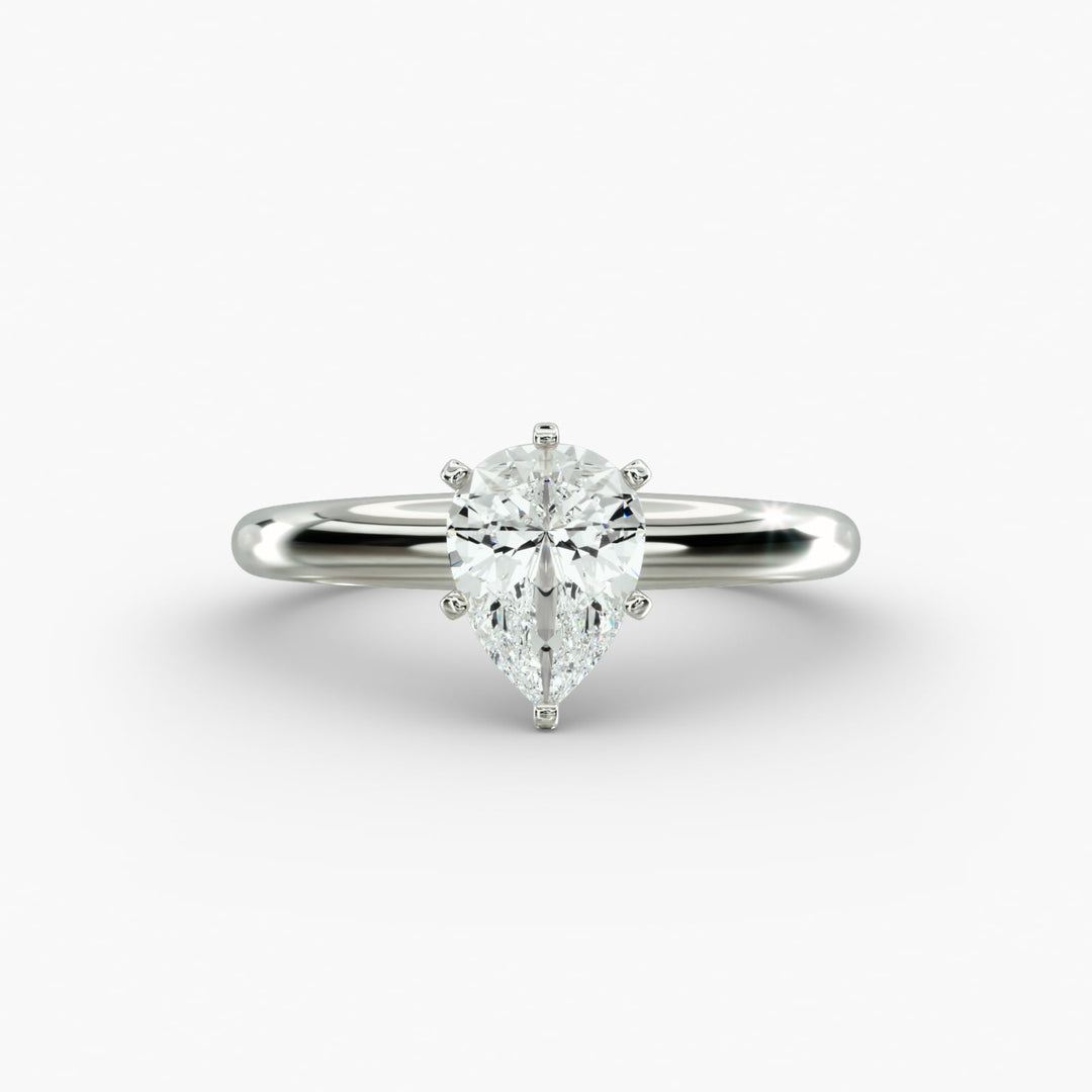 Pear Lab-Grown Diamond Solitaire Ring – 6-Prong Classic | IGI Certified | 10K/14K/18K Gold