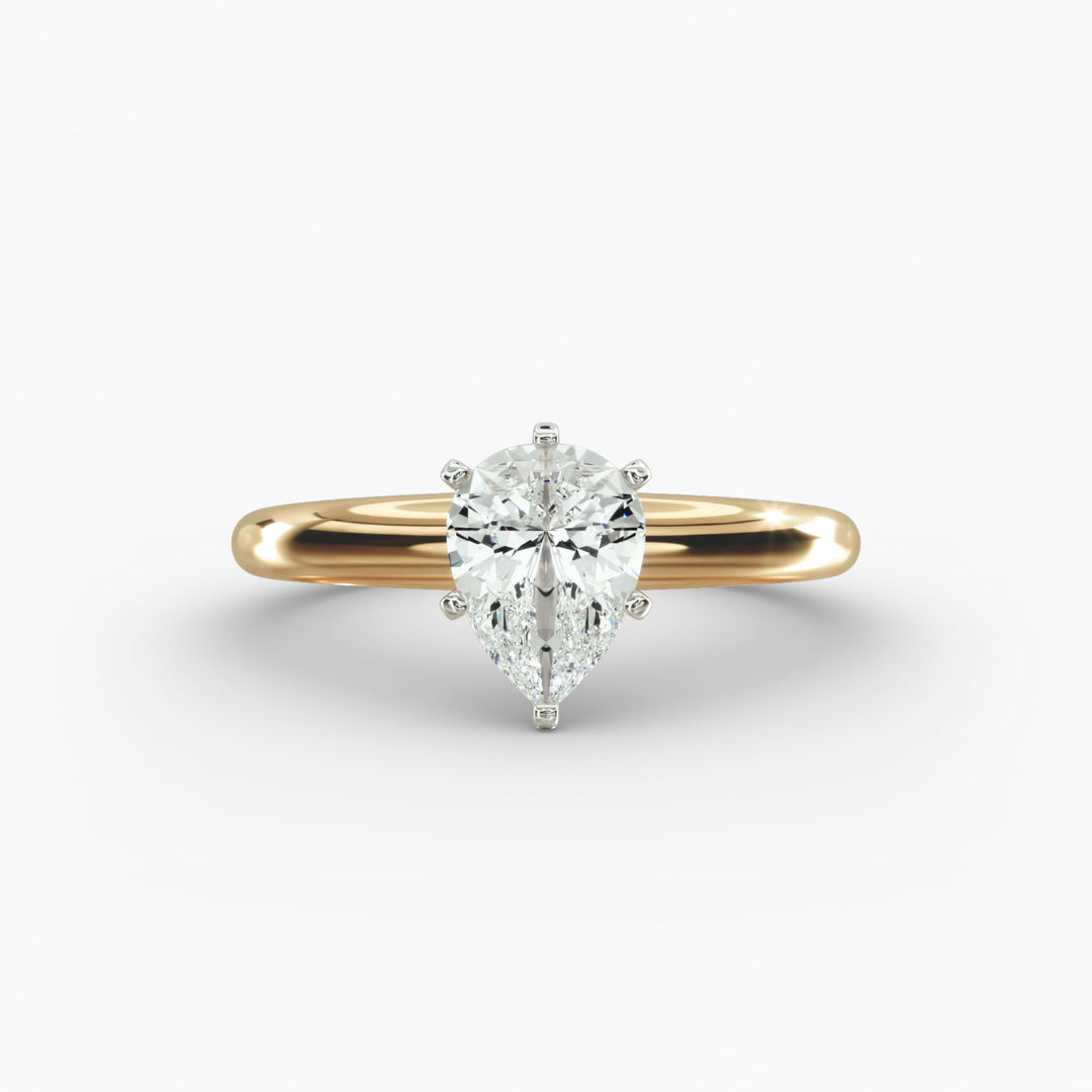 Pear Lab-Grown Diamond Solitaire Ring – 6-Prong Classic | IGI Certified | 10K/14K/18K Gold