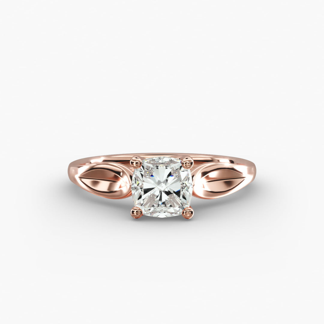 Cushion Lab-Grown Diamond 4-Prong Unique Band Ring | IGI Certified | 10K/14K/18K Gold