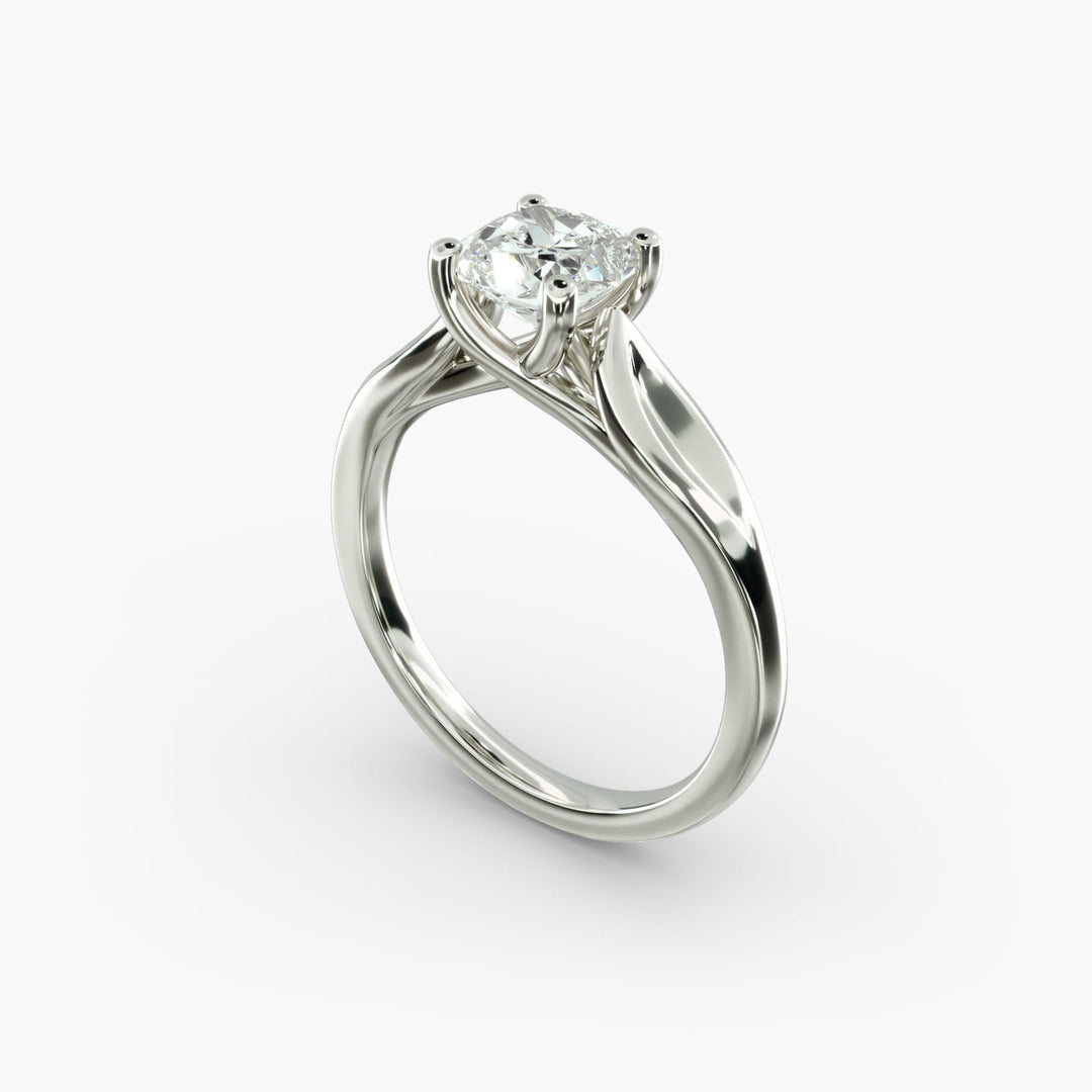 Cushion Lab-Grown Diamond 4-Prong Unique Band Ring | IGI Certified | 10K/14K/18K Gold