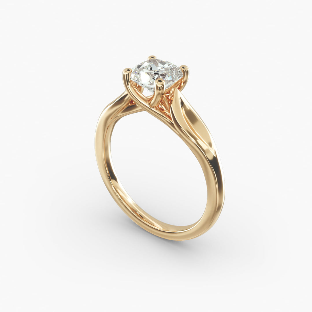Cushion Lab-Grown Diamond 4-Prong Unique Band Ring | IGI Certified | 10K/14K/18K Gold