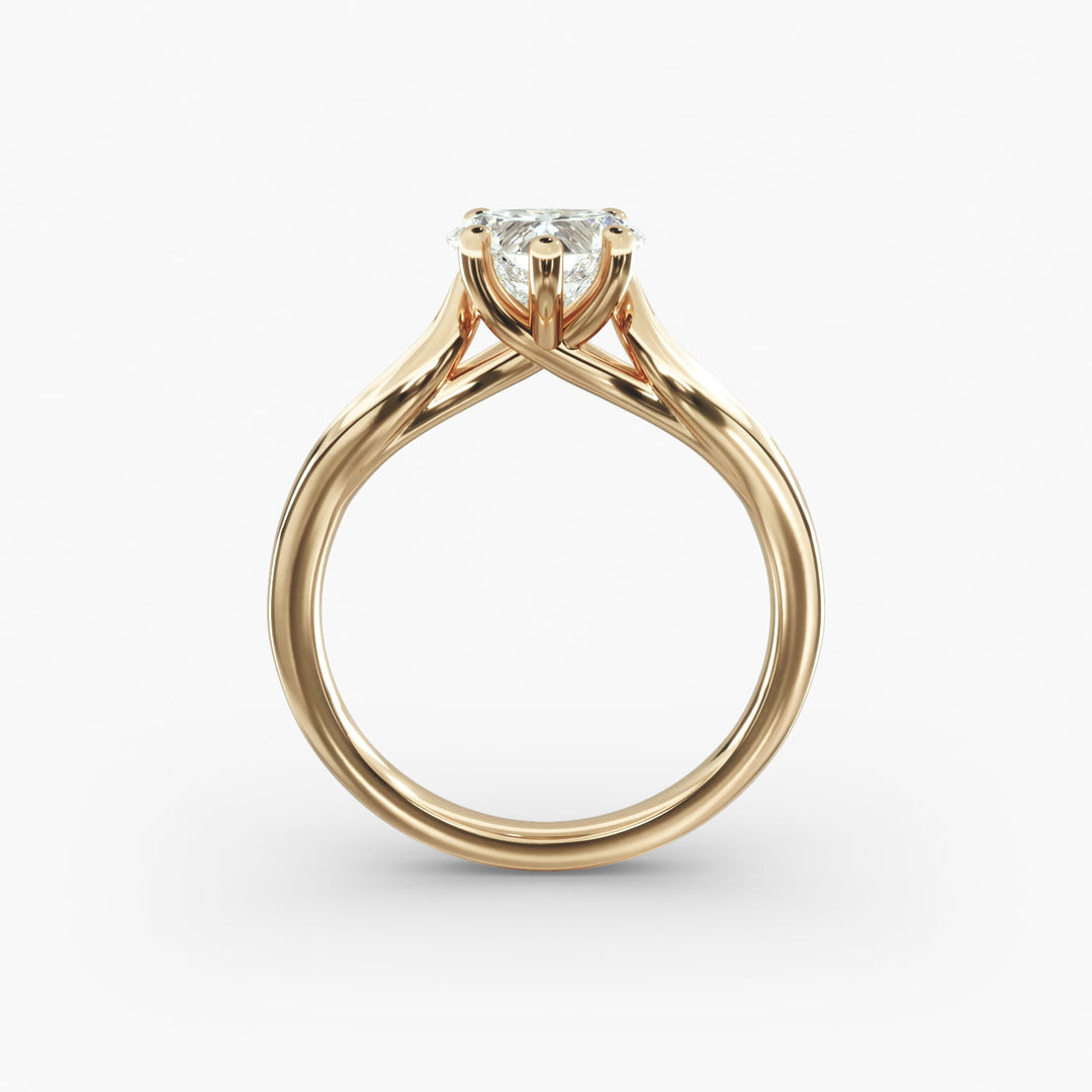 Heart Lab-Grown Diamond Ring – 5-Prong Leaf Style | IGI Certified | 10K/14K/18K Gold
