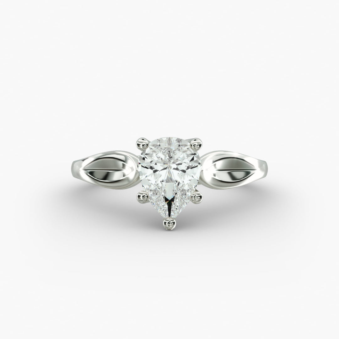 Pear Shape Lab-Grown Diamond Ring — 5-Prong Unique Design | IGI Certified | 10K/14K/18K Gold