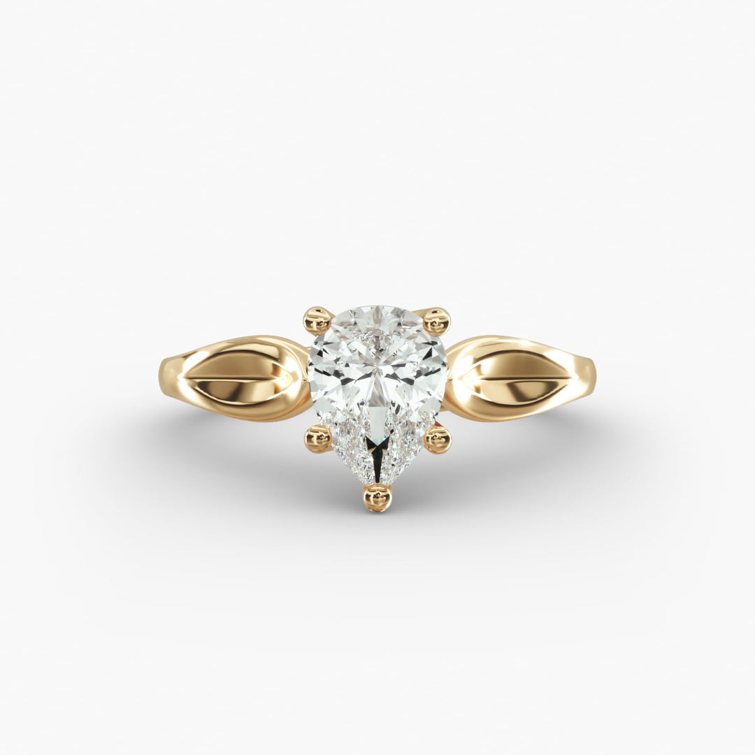 Pear Shape Lab-Grown Diamond Ring — 5-Prong Unique Design | IGI Certified | 10K/14K/18K Gold