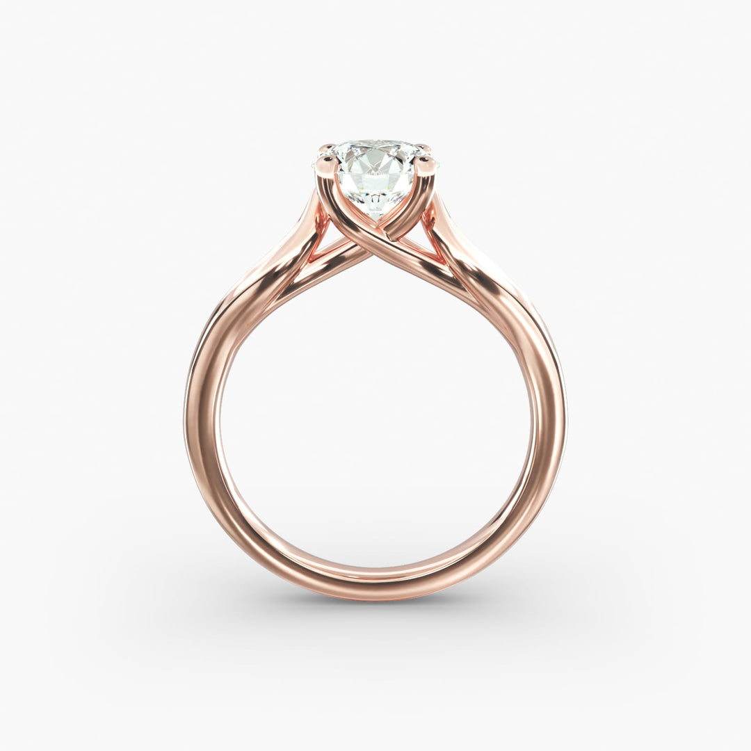Round Brilliant Lab-Grown Diamond 4-Prong Unique Band Ring | IGI Certified | 10K/14K/18K Gold
