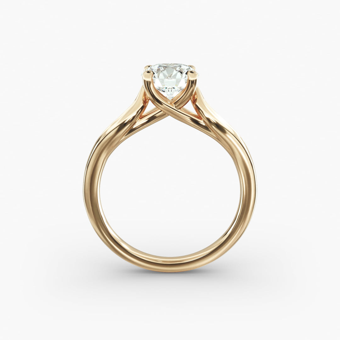 Round Brilliant Lab-Grown Diamond 4-Prong Unique Band Ring | IGI Certified | 10K/14K/18K Gold