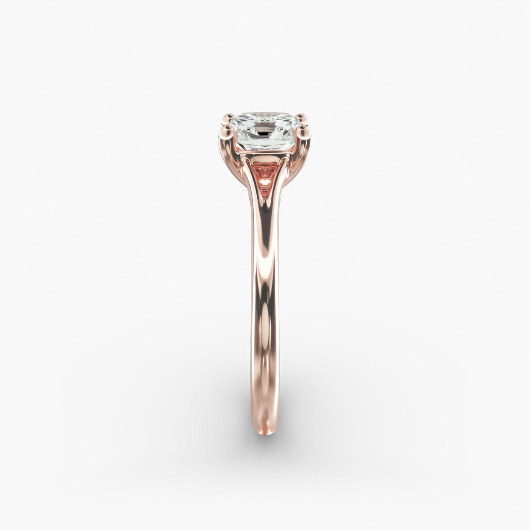 Cushion Lab-Grown Diamond Four-Prong V-Shape Engagement Ring | Elegant Solitaire | IGI Certified | 10K/14K/18K Gold
