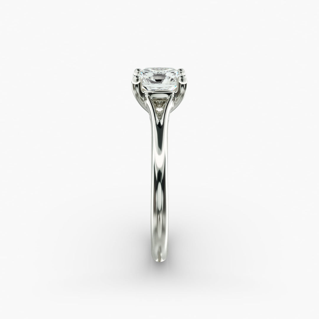 Cushion Lab-Grown Diamond Four-Prong V-Shape Engagement Ring | Elegant Solitaire | IGI Certified | 10K/14K/18K Gold