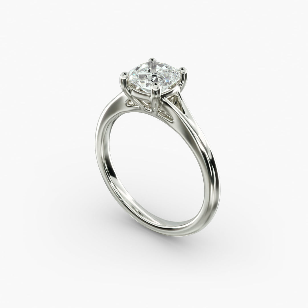 Cushion Lab-Grown Diamond Four-Prong V-Shape Engagement Ring | Elegant Solitaire | IGI Certified | 10K/14K/18K Gold