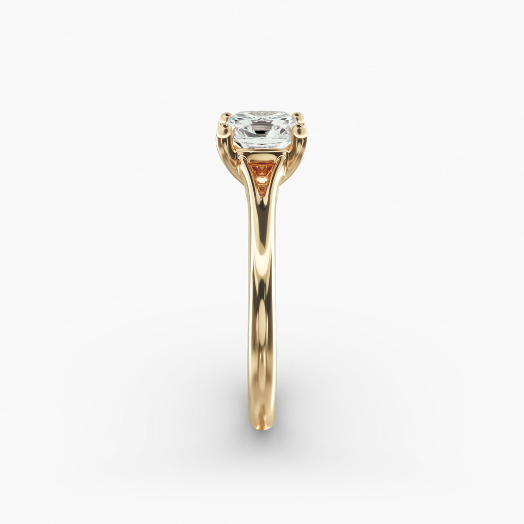 Cushion Lab-Grown Diamond Four-Prong V-Shape Engagement Ring | Elegant Solitaire | IGI Certified | 10K/14K/18K Gold