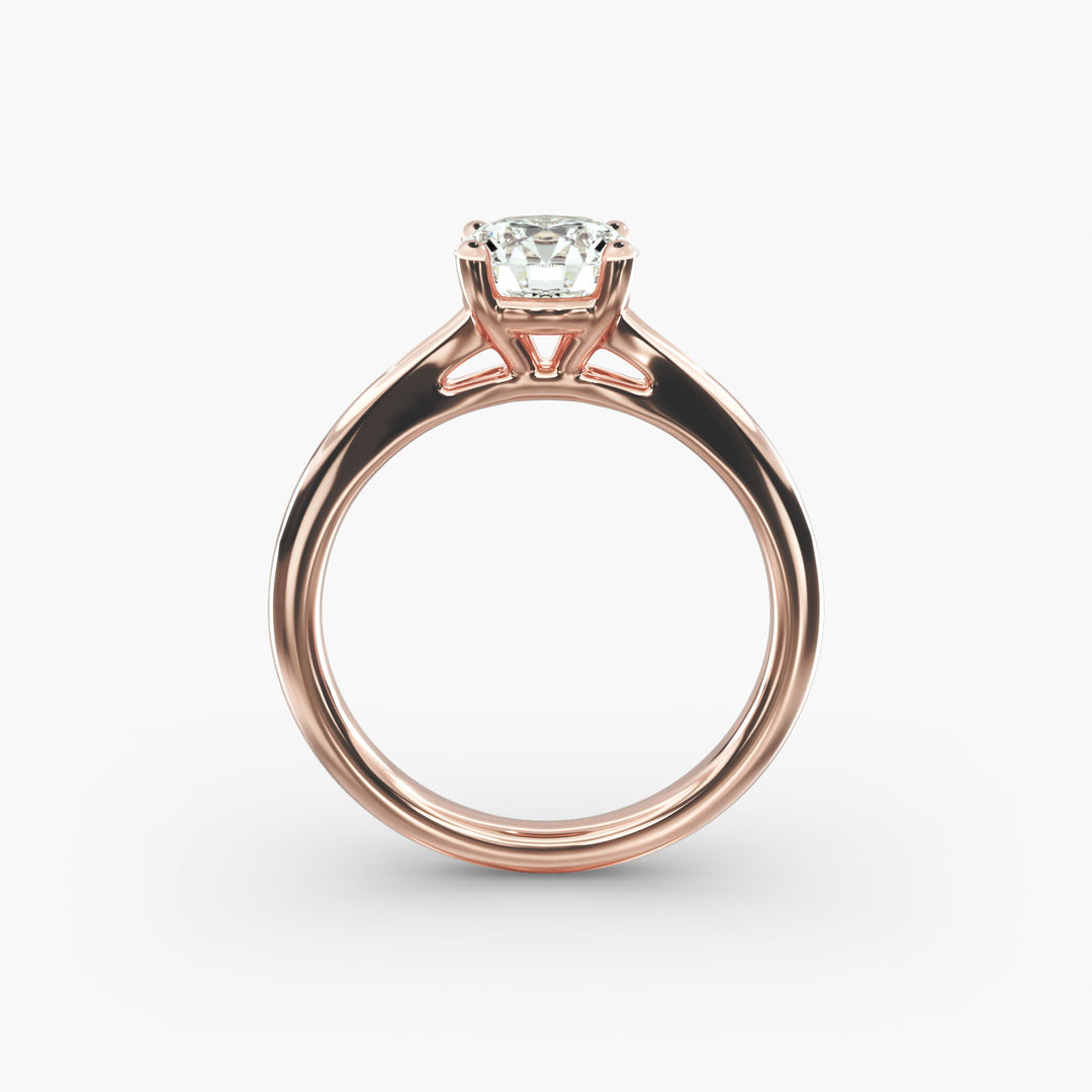 Round Lab-Grown Diamond V-Shape Four-Prong Engagement Ring | Modern Solitaire | IGI Certified | 10K/14K/18K Gold