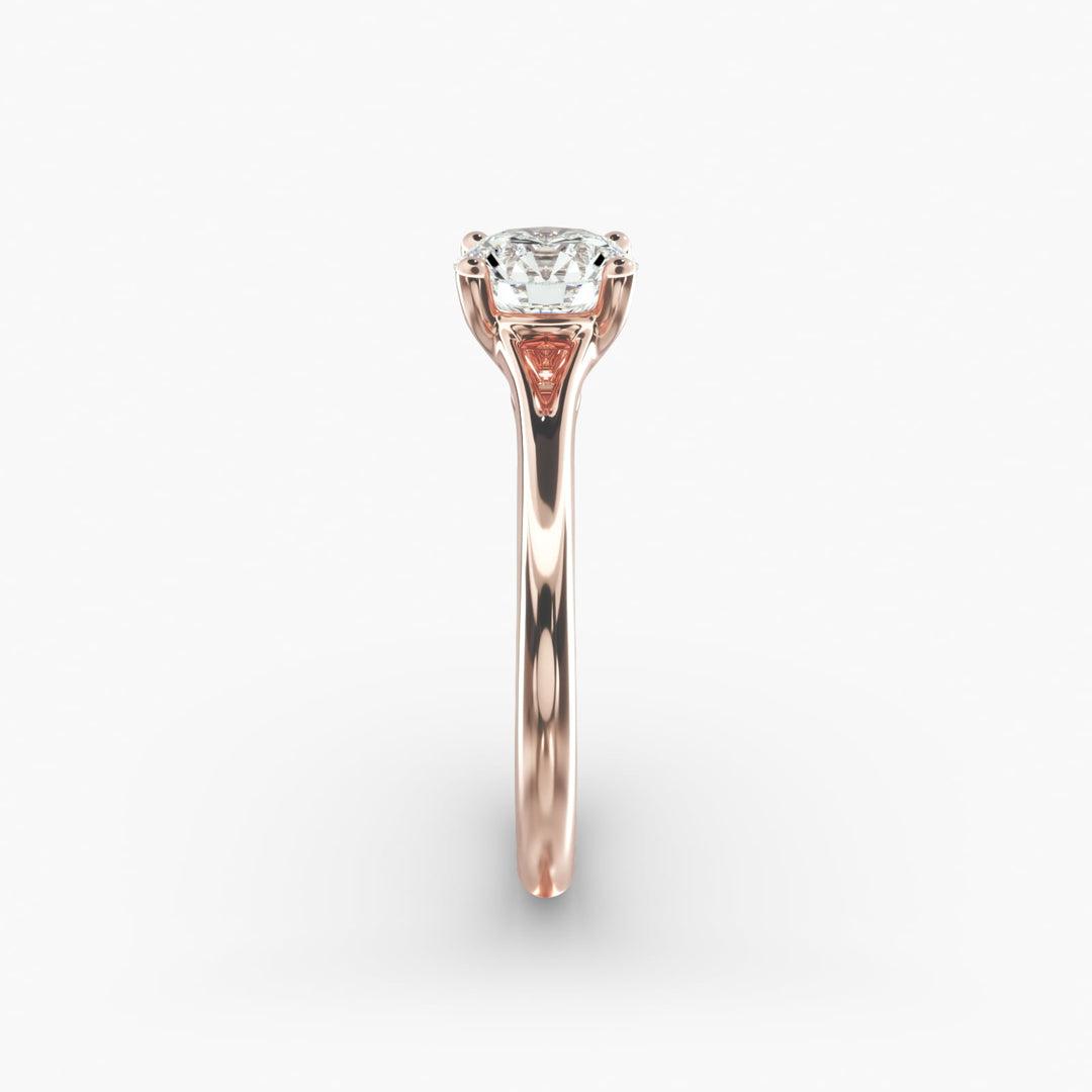Round Lab-Grown Diamond V-Shape Four-Prong Engagement Ring | Modern Solitaire | IGI Certified | 10K/14K/18K Gold