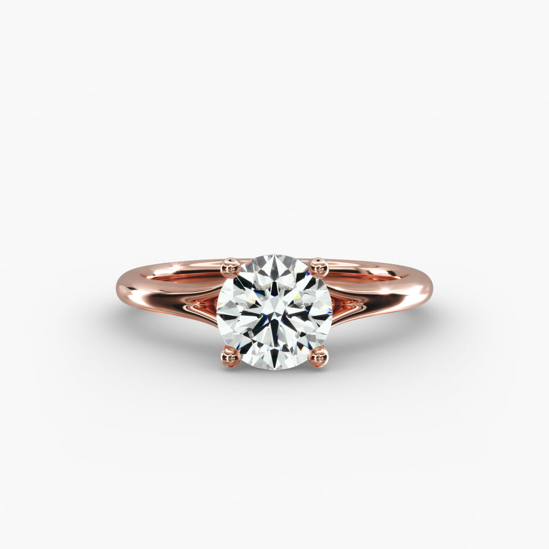 Round Lab-Grown Diamond V-Shape Four-Prong Engagement Ring | Modern Solitaire | IGI Certified | 10K/14K/18K Gold