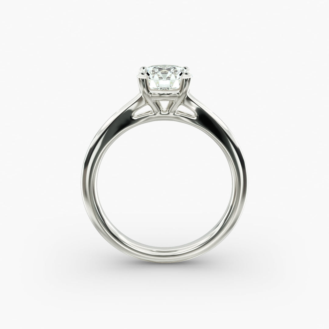 Round Lab-Grown Diamond V-Shape Four-Prong Engagement Ring | Modern Solitaire | IGI Certified | 10K/14K/18K Gold