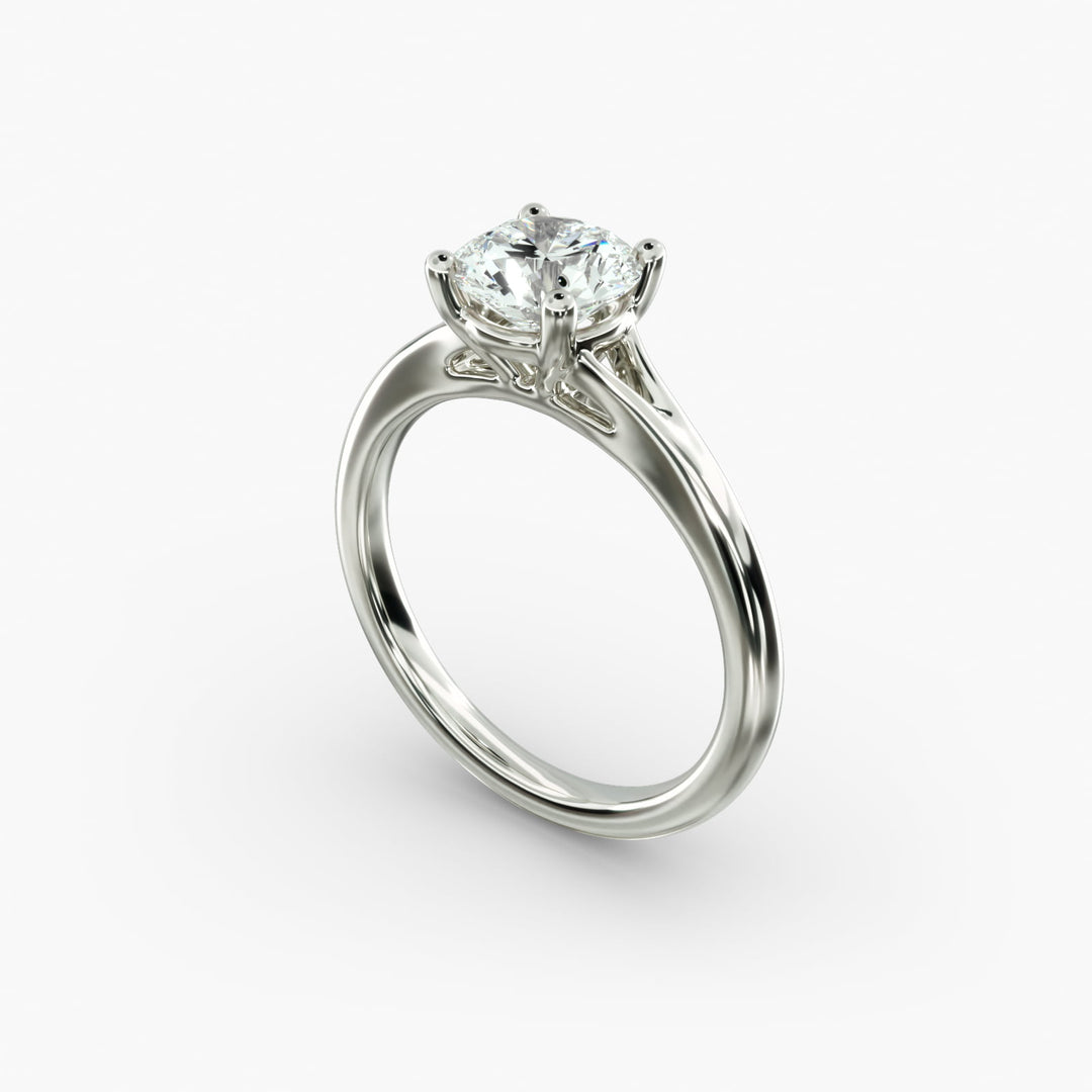 Round Lab-Grown Diamond V-Shape Four-Prong Engagement Ring | Modern Solitaire | IGI Certified | 10K/14K/18K Gold