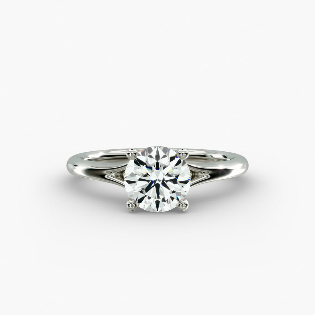 Round Lab-Grown Diamond V-Shape Four-Prong Engagement Ring | Modern Solitaire | IGI Certified | 10K/14K/18K Gold