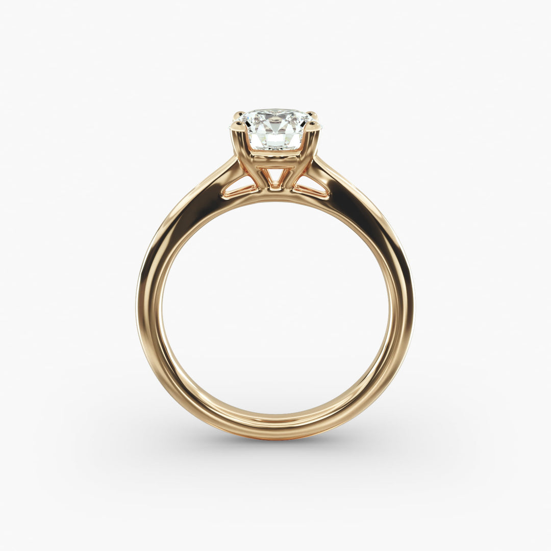 Round Lab-Grown Diamond V-Shape Four-Prong Engagement Ring | Modern Solitaire | IGI Certified | 10K/14K/18K Gold