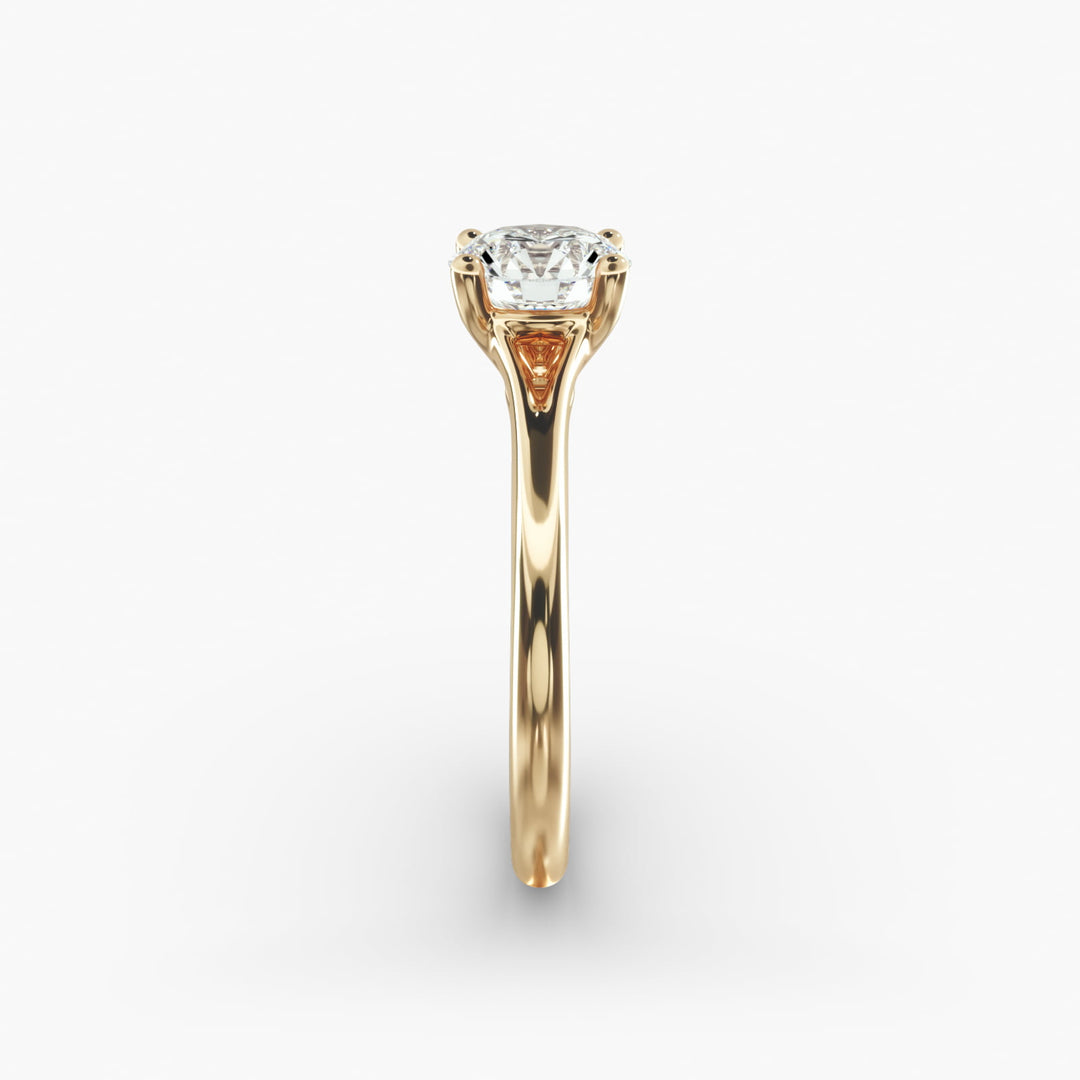 Round Lab-Grown Diamond V-Shape Four-Prong Engagement Ring | Modern Solitaire | IGI Certified | 10K/14K/18K Gold