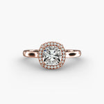 Load image into Gallery viewer, Lab Grown Cushion Cut Diamond Halo Ring – 1 to 5 Carat Center | Sustainable Luxury USA