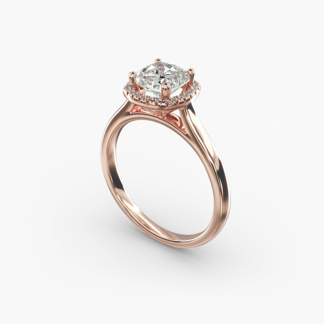 Lab Grown Cushion Cut Diamond Halo Ring – 1 to 5 Carat Center | Sustainable Luxury USA