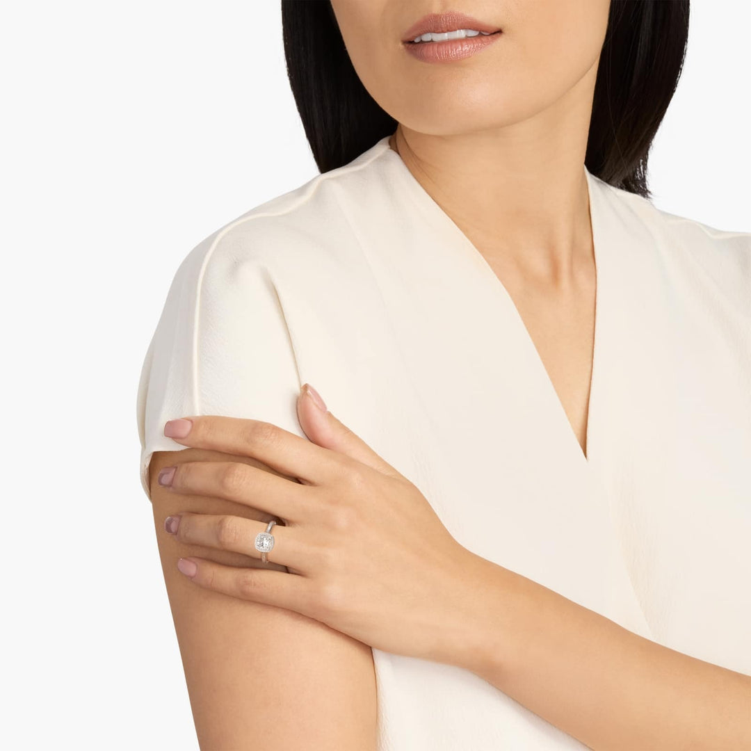 Lab Grown Cushion Cut Diamond Halo Ring – 1 to 5 Carat Center | Sustainable Luxury USA