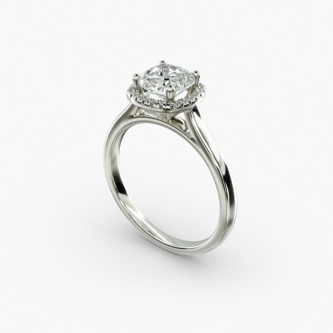 Lab Grown Cushion Cut Diamond Halo Ring – 1 to 5 Carat Center | Sustainable Luxury USA