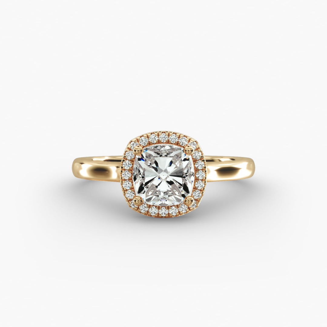 Lab Grown Cushion Cut Diamond Halo Ring – 1 to 5 Carat Center | Sustainable Luxury USA