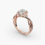 Load image into Gallery viewer, Bold Cushion Cut Lab Grown Diamond Halo Ring – 1 to 5 Carat Center | Statement Engagement Ring USA