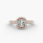 Load image into Gallery viewer, Luxury Cushion Cut Lab Grown Diamond Halo Ring – Wide Band | 1 to 5 Carat Center | Made in USA