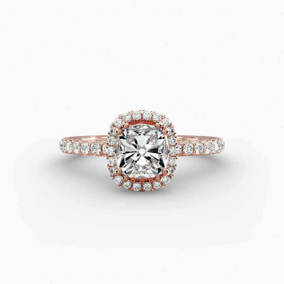 Luxury Cushion Cut Lab Grown Diamond Halo Ring – Wide Band | 1 to 5 Carat Center | Made in USA