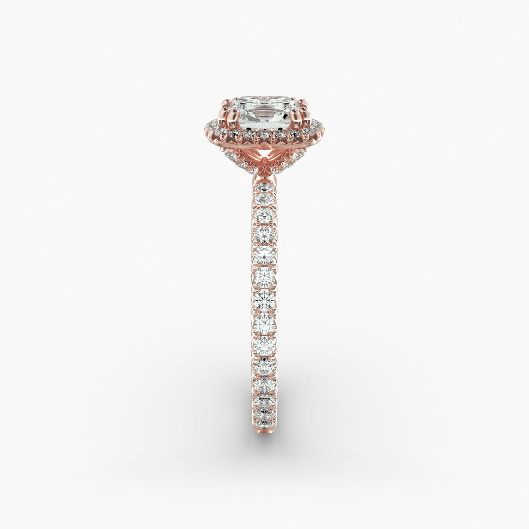 Luxury Cushion Cut Lab Grown Diamond Halo Ring – Wide Band | 1 to 5 Carat Center | Made in USA