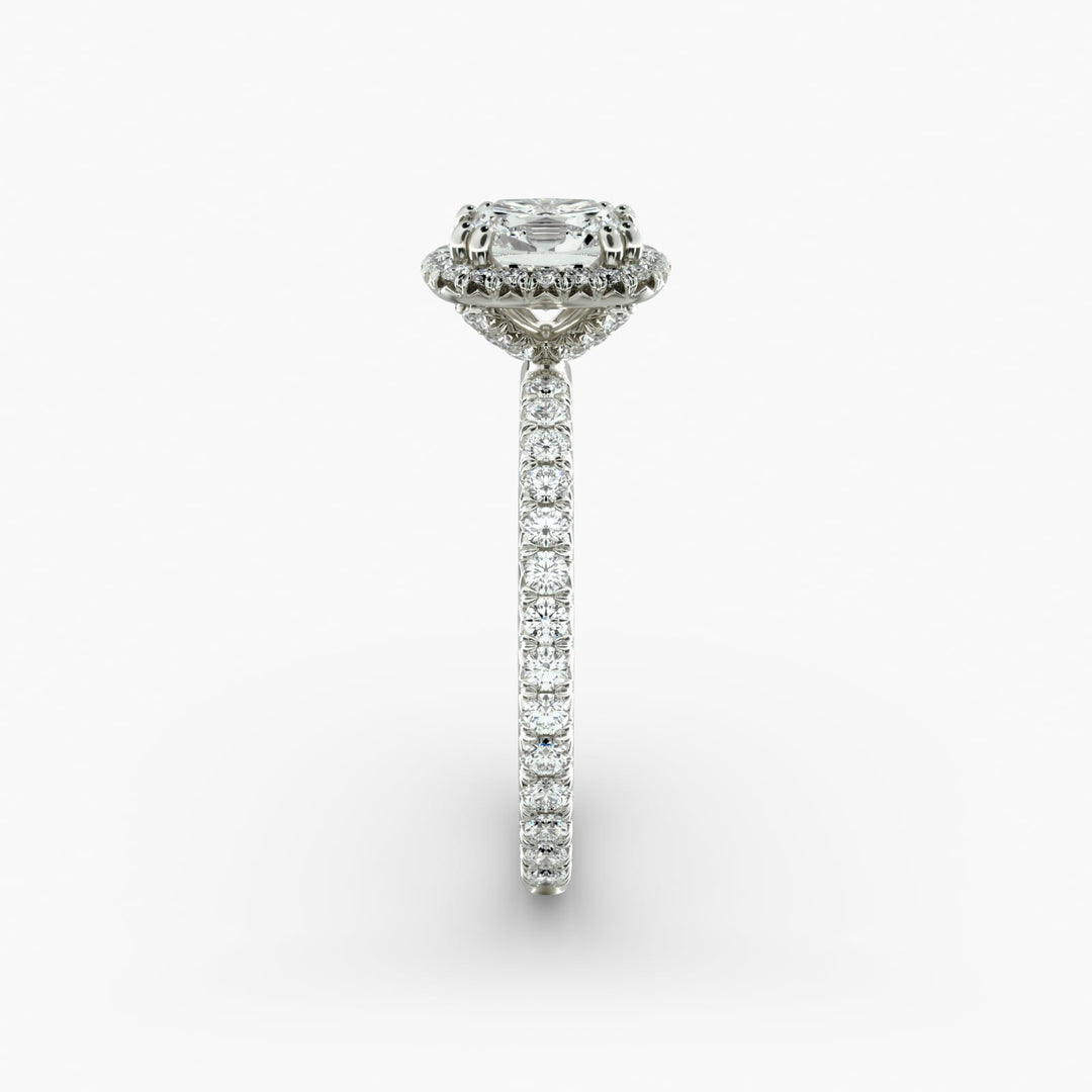 Luxury Cushion Cut Lab Grown Diamond Halo Ring – Wide Band | 1 to 5 Carat Center | Made in USA