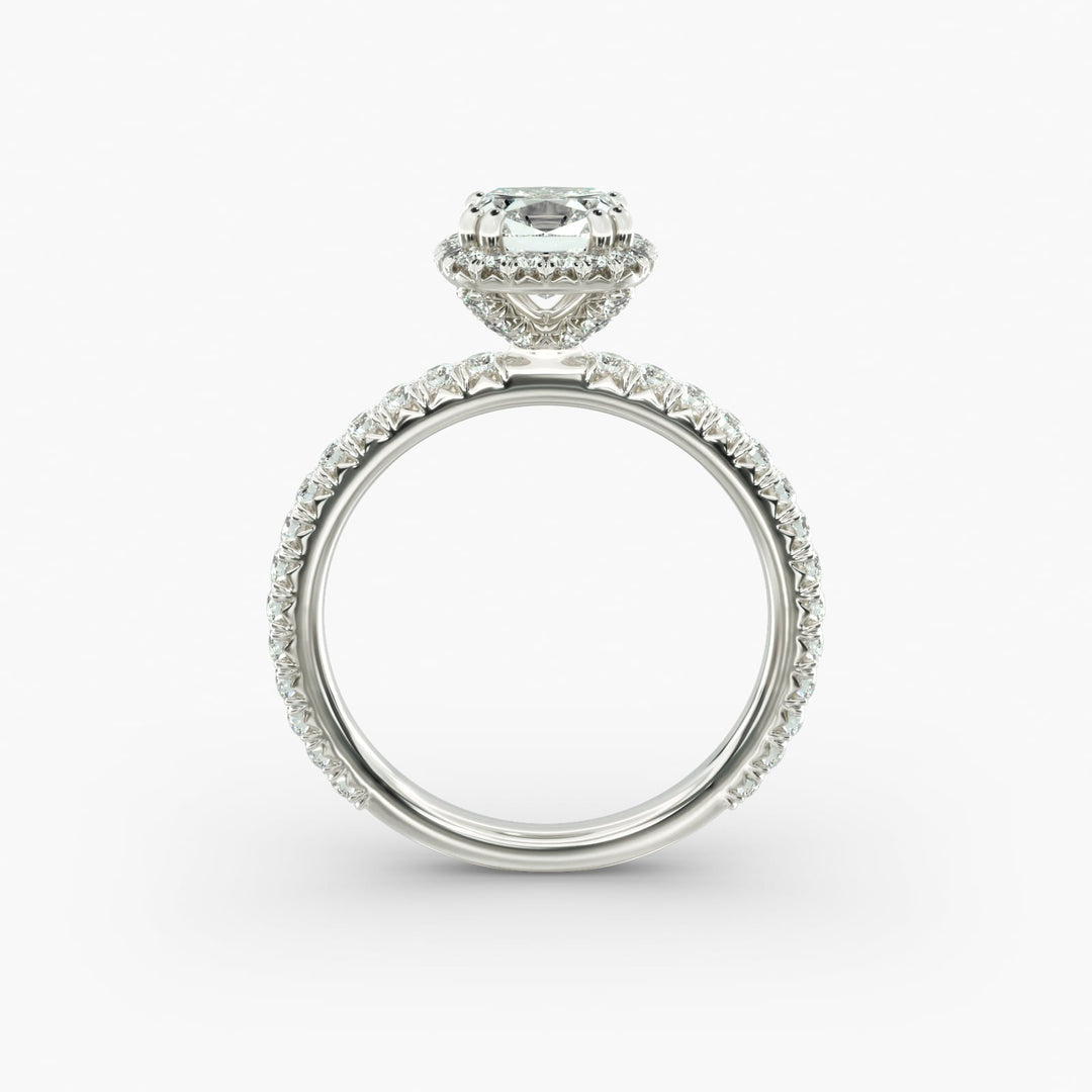 Luxury Cushion Cut Lab Grown Diamond Halo Ring – Wide Band | 1 to 5 Carat Center | Made in USA