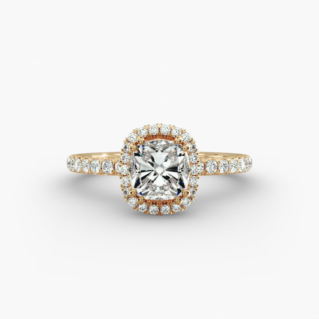 Luxury Cushion Cut Lab Grown Diamond Halo Ring – Wide Band | 1 to 5 Carat Center | Made in USA