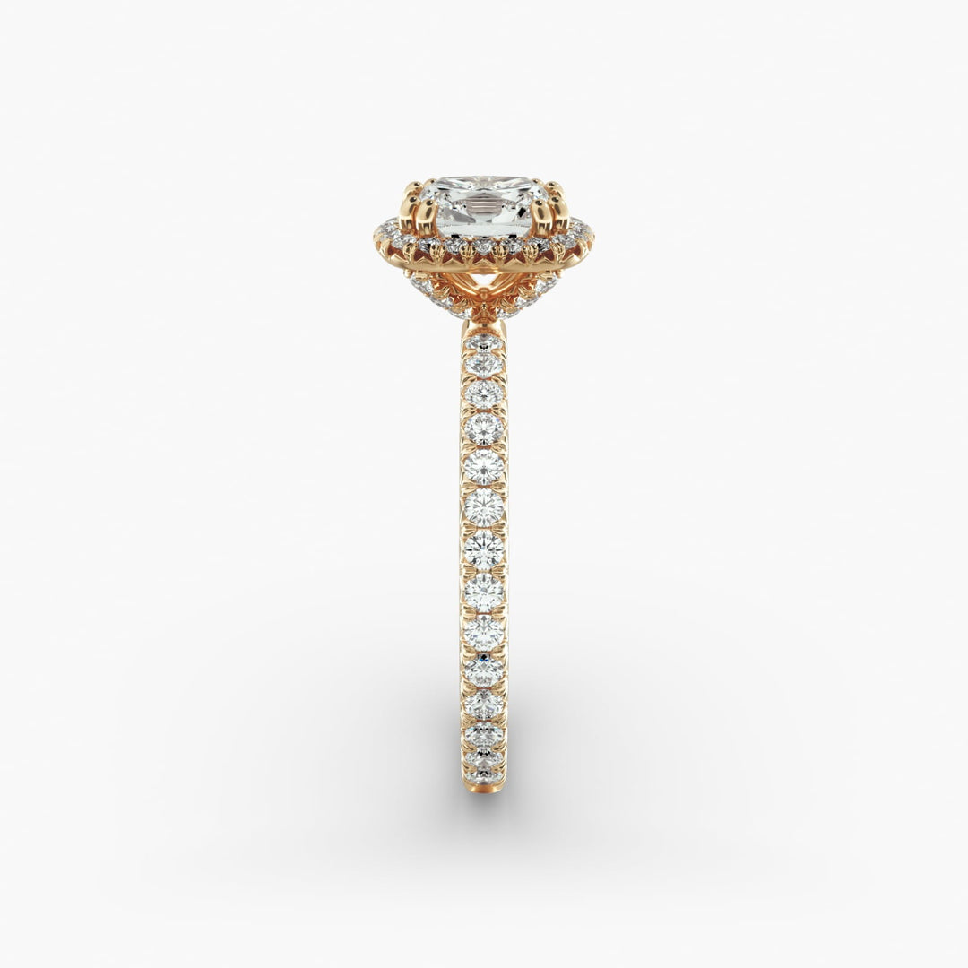 Luxury Cushion Cut Lab Grown Diamond Halo Ring – Wide Band | 1 to 5 Carat Center | Made in USA