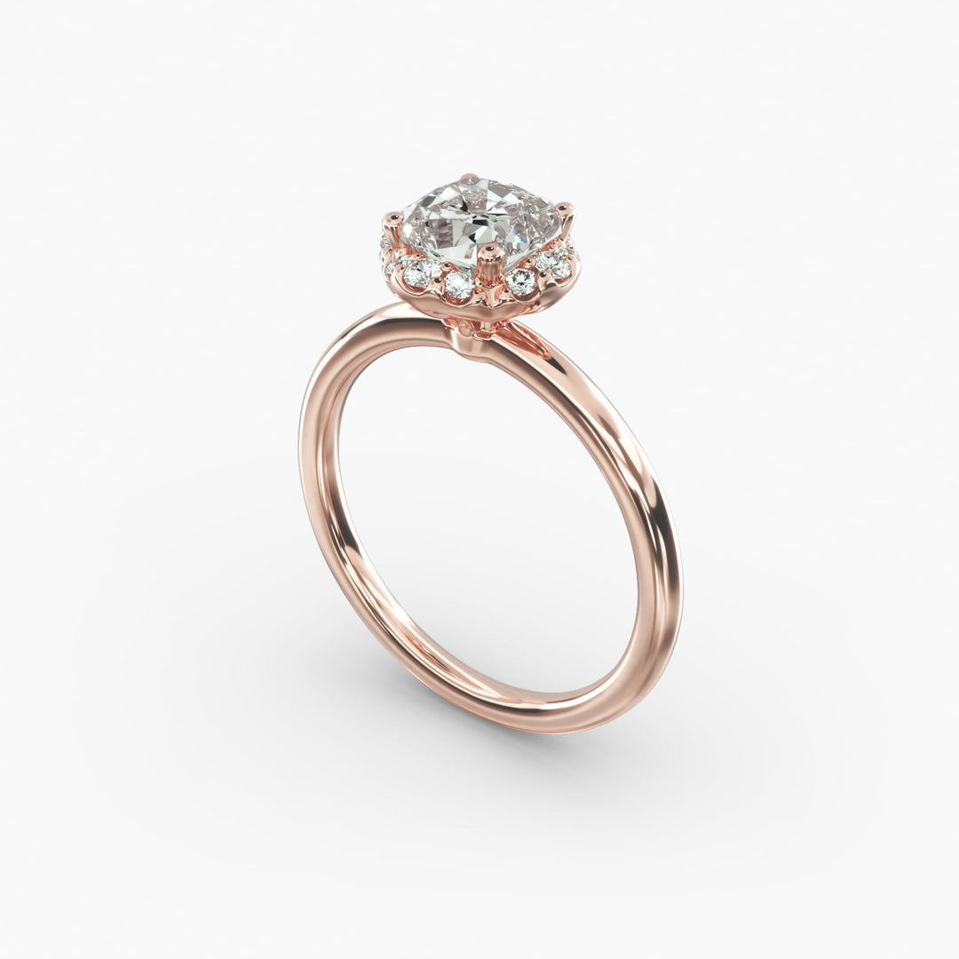 Lab Grown Cushion Cut Diamond Halo Engagement Ring – 1 to 5 Carat Center | Made in USA