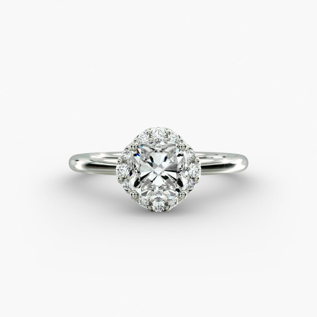 Lab Grown Cushion Cut Diamond Halo Engagement Ring – 1 to 5 Carat Center | Made in USA