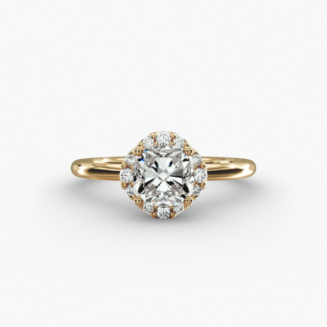 Lab Grown Cushion Cut Diamond Halo Engagement Ring – 1 to 5 Carat Center | Made in USA